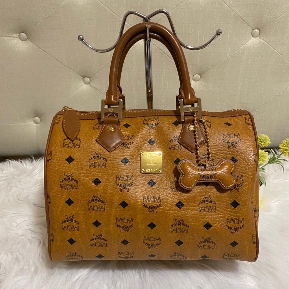 Mcm Visetos Boston Bag